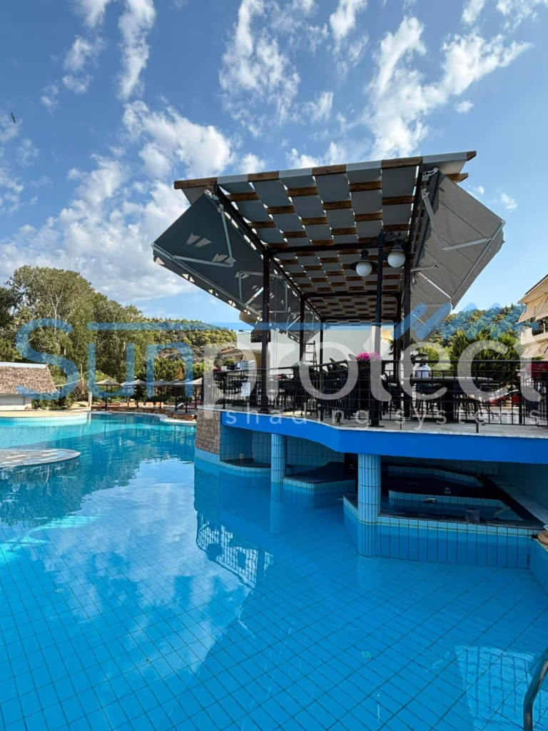 pergola pool έργα της Sunprotect